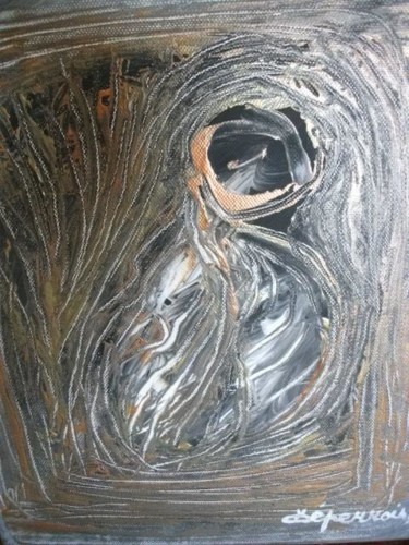 Malerei mit dem Titel "CHERCHE LA SOURIE" von Max-Denis Deperrois, Original-Kunstwerk, Öl