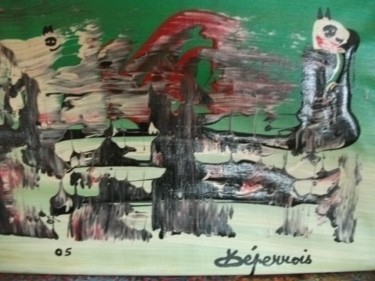 Malerei mit dem Titel "LA SOURIE ET L OURSE" von Max-Denis Deperrois, Original-Kunstwerk, Öl