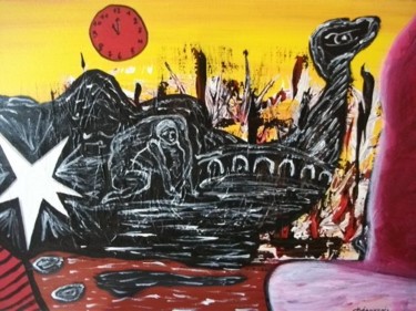 Malerei mit dem Titel "LE DRAGON" von Max-Denis Deperrois, Original-Kunstwerk, Öl