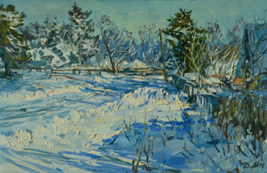 Painting titled "Frosty day" by Max Dudchenko, Original Artwork, Oil