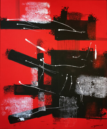 제목이 "Rojo #103"인 미술작품 Max Fülöp로, 원작, 아크릴 나무 들것 프레임에 장착됨