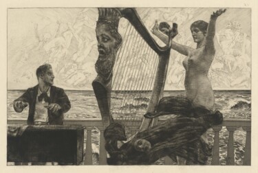 Incisioni, stampe intitolato "Evocation" da Max Klinger, Opera d'arte originale, incisione