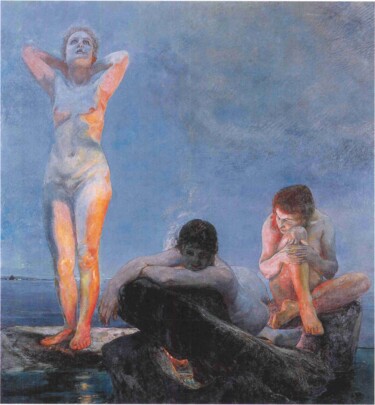 Pittura intitolato "L'heure Bleue" da Max Klinger, Opera d'arte originale, Olio