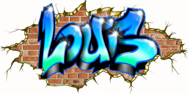 Dessin intitulée "Louis Graffiti Name" par Maxime Blachère, Œuvre d'art originale, Peinture numérique