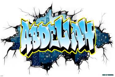 Arts numériques intitulée "Graffiti Abdellah" par Maxime Blachère, Œuvre d'art originale, Peinture numérique