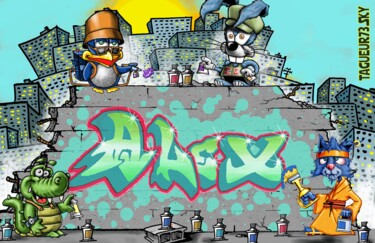 Arts numériques intitulée "Graffiti Alex decor" par Maxime Blachère, Œuvre d'art originale, Peinture numérique