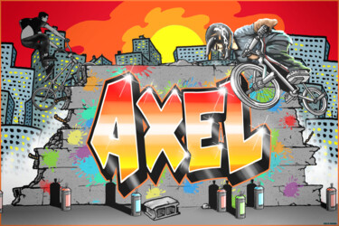 Arts numériques intitulée "Graffiti Axel" par Maxime Blachère, Œuvre d'art originale, Peinture numérique