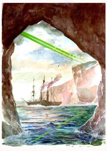 Pittura intitolato "Voyages Extraordina…" da Max Letamis, Opera d'arte originale, Acquarello