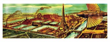 Druckgrafik mit dem Titel "EXPO UNIVERSEL PARI…" von Max Letamis, Original-Kunstwerk, Lithographie