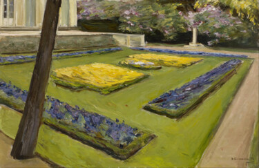 Malerei mit dem Titel "Terrasse dans le ja…" von Max Liebermann, Original-Kunstwerk, Öl