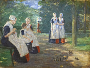 Painting titled "Le jardin de l'orph…" by Max Liebermann, Original Artwork, Oil