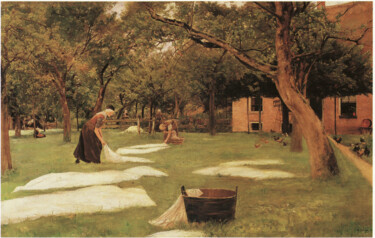 Pintura intitulada "Le blanchiment" por Max Liebermann, Obras de arte originais, Óleo