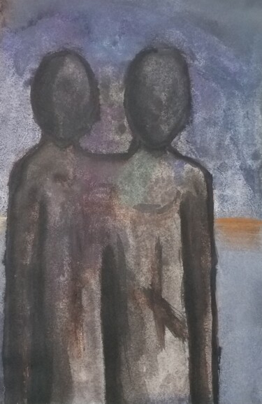 Pittura intitolato ""Twins"" da Max Nikiforov (Dajvour), Opera d'arte originale, Acquarello