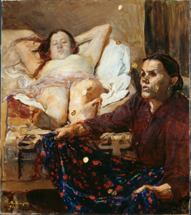 Pintura intitulada "Danae" por Max Slevogt, Obras de arte originais, Óleo
