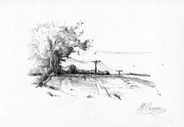 Drawing titled "Walking the fields" by Maxine Cameron, Original Artwork, Graphite