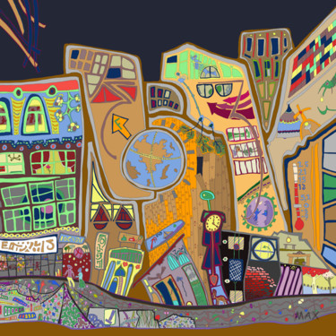 Arts numériques intitulée "ville002" par Max, Œuvre d'art originale