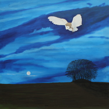 Peinture intitulée "Hunters Moon" par Robert Harris, Œuvre d'art originale, Huile