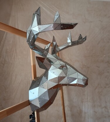 Scultura intitolato "Metal Deer Head" da Maxim Lezarev, Opera d'arte originale, Metalli