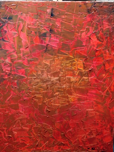 Painting titled "fuego" by Maxime Antoine, Original Artwork, Oil Mounted on Wood Stretcher frame