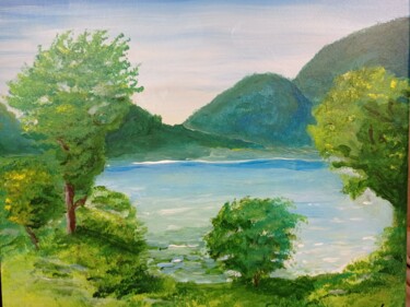 Painting titled "le lac" by Maxime Antoine, Original Artwork, Acrylic