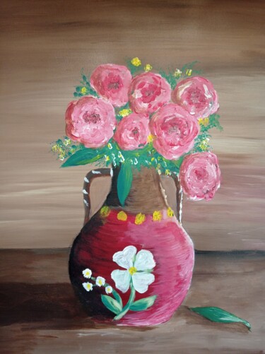 Картина под названием "vase" - Maxime Antoine, Подлинное произведение искусства, Акрил