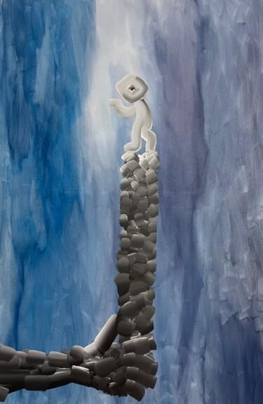 Картина под названием "La flamme" - Maxime Caldironi, Подлинное произведение искусства, Пигменты Установлен на Деревянная ра…
