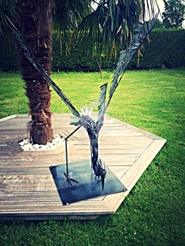 Sculpture intitulée "Le héron" par Madier, Œuvre d'art originale