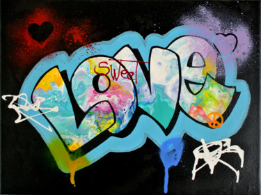 Painting titled "Love" by Maxime Mourer-Klein, Original Artwork, Acrylic Mounted on Wood Stretcher frame