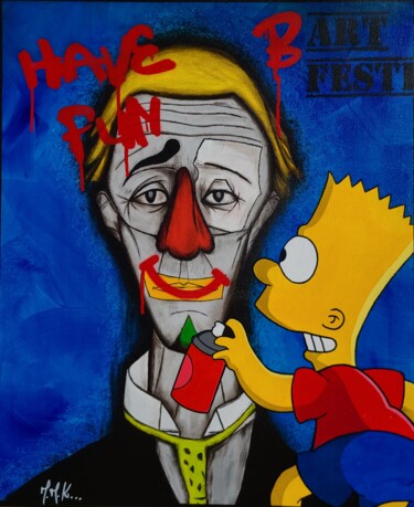 Schilderij getiteld "Clown" door Maxime Mourer-Klein, Origineel Kunstwerk, Acryl