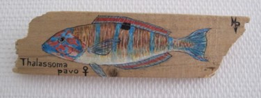 Peinture intitulée "Girelle paon femell…" par Poisson Flotté, Œuvre d'art originale, Acrylique