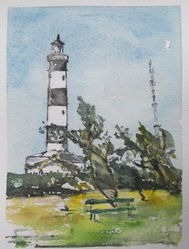 Painting titled "L'été à Chassiron" by Maxime Taillé, Original Artwork, Watercolor