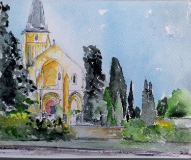 Malerei mit dem Titel "Aulnay de Saintonge" von Maxime Taillé, Original-Kunstwerk, Aquarell