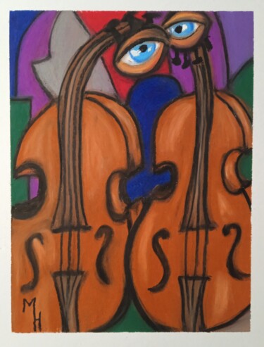 Картина под названием ""Duet without bows"" - Maximilian Honderflenik, Подлинное произведение искусства, Пастель