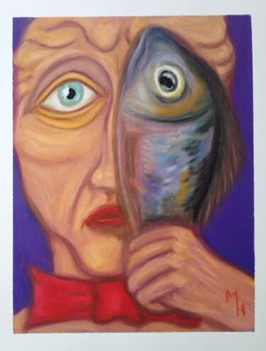 Картина под названием ""Fish and Butterfly"" - Maximilian Honderflenik, Подлинное произведение искусства, Пастель