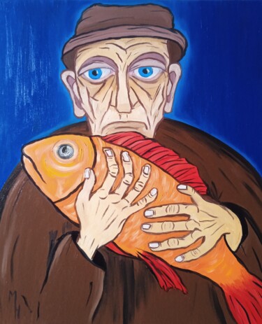Картина под названием "Precious fish" - Maximilian Honderflenik, Подлинное произведение искусства, Масло