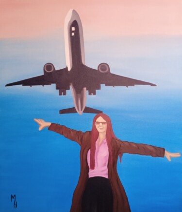 Картина под названием "I love the pilot" - Maximilian Honderflenik, Подлинное произведение искусства, Масло