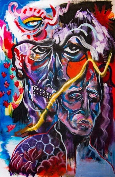Painting titled "Head Space" by Maximilien Dhumerelle (Max Dhum), Original Artwork, Acrylic Mounted on Wood Stretcher frame