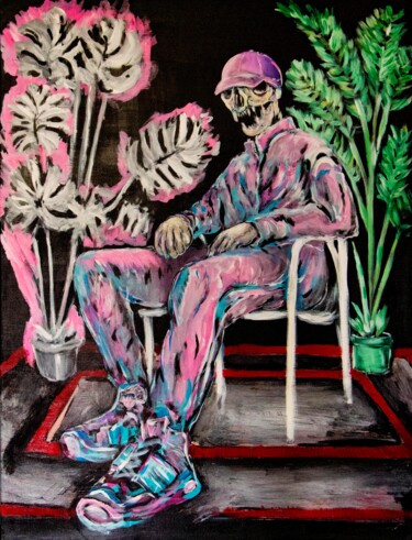 Painting titled "interview" by Maximilien Dhumerelle (Max Dhum), Original Artwork, Acrylic Mounted on Wood Stretcher frame