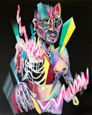 Malerei mit dem Titel "pink light" von Maximilien Dhumerelle (Max Dhum), Original-Kunstwerk, Acryl Auf Keilrahmen aus Holz m…