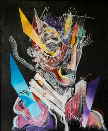 Картина под названием "mirror  head" - Maximilien Dhumerelle (Max Dhum), Подлинное произведение искусства, Акрил Установлен…