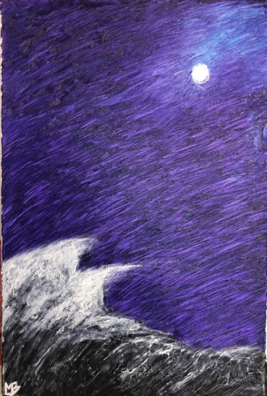 Peinture intitulée "Moonlight night" par Maxim Zinov'Ev, Œuvre d'art originale, Huile