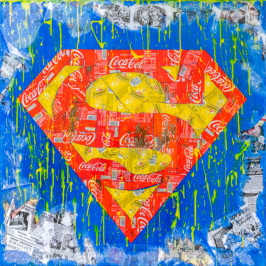 Peinture intitulée "Superman Recycling" par Maxl, Œuvre d'art originale, Acrylique Monté sur Châssis en bois