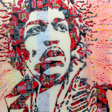Painting titled "Hendrixcola" by Maxl, Original Artwork, Collages Mounted on Wood Stretcher frame