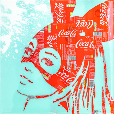 Collages intitulée "Ariana Green & Red" par Maxl, Œuvre d'art originale, Collages