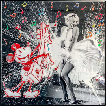 Schilderij getiteld "Marilyn & Mickey" door Maxl, Origineel Kunstwerk, Collages