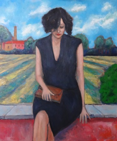 Painting titled "Country girl memori…" by Massimiliano Ligabue, Original Artwork, Oil