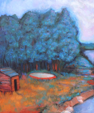 Peinture intitulée "Fishermen's hut" par Massimiliano Ligabue, Œuvre d'art originale, Huile