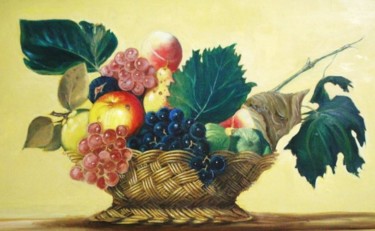Peinture intitulée "Canestro di frutta" par Salvatore De Tommaso, Œuvre d'art originale