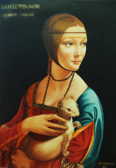 Pittura intitolato "la-dama-con-l-ermel…" da Salvatore De Tommaso, Opera d'arte originale, Olio