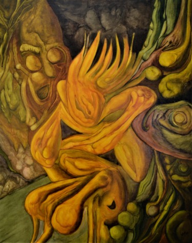 Painting titled "L'agonie de Peter F…" by Max No, Original Artwork, Oil